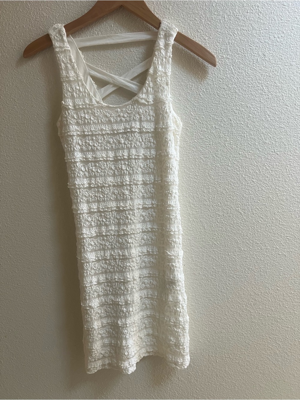 White Textured Knit Tank Dress